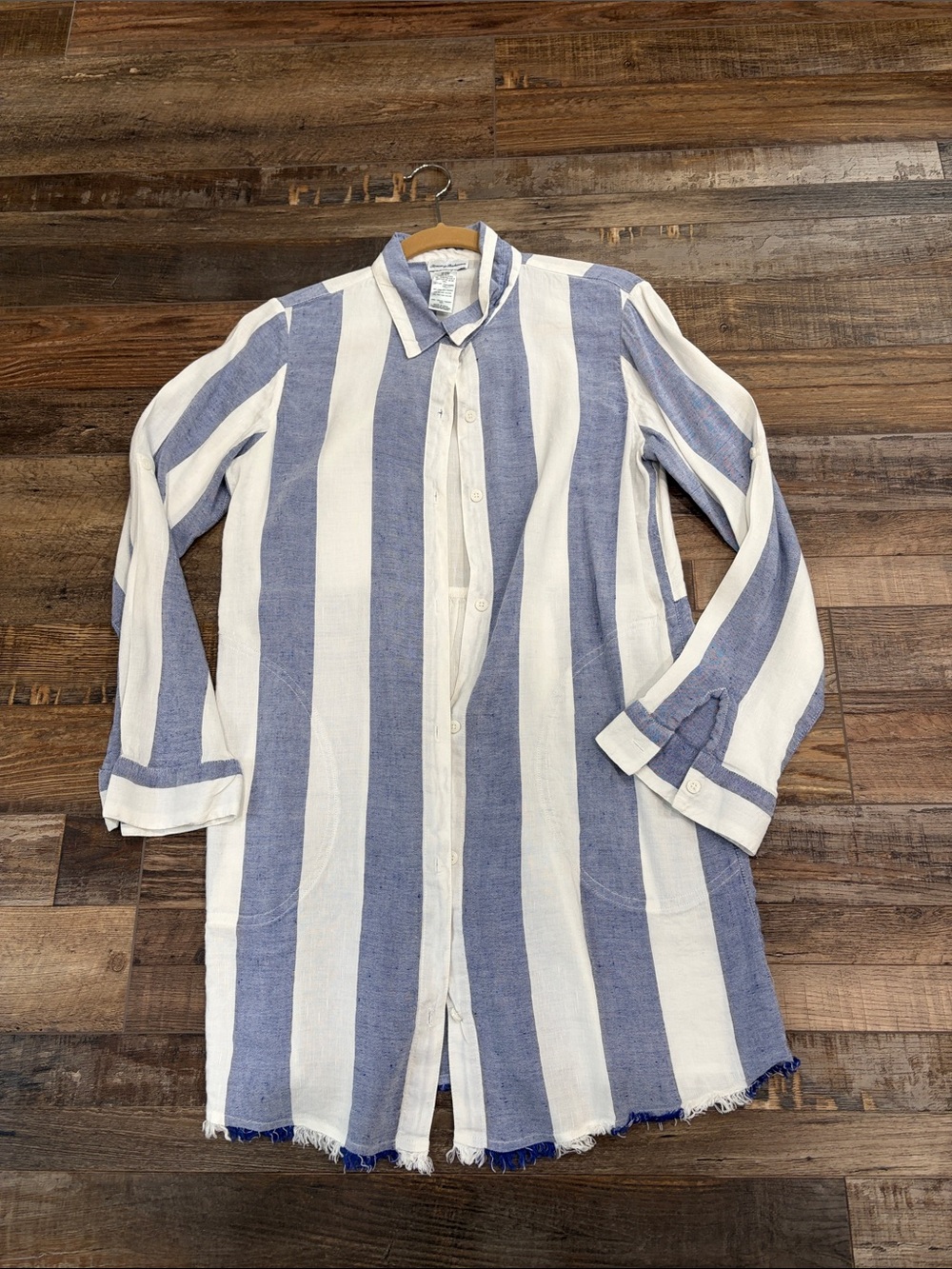 Tommy Bahama Blue & White Vertical Stripe Button-Front cover up
